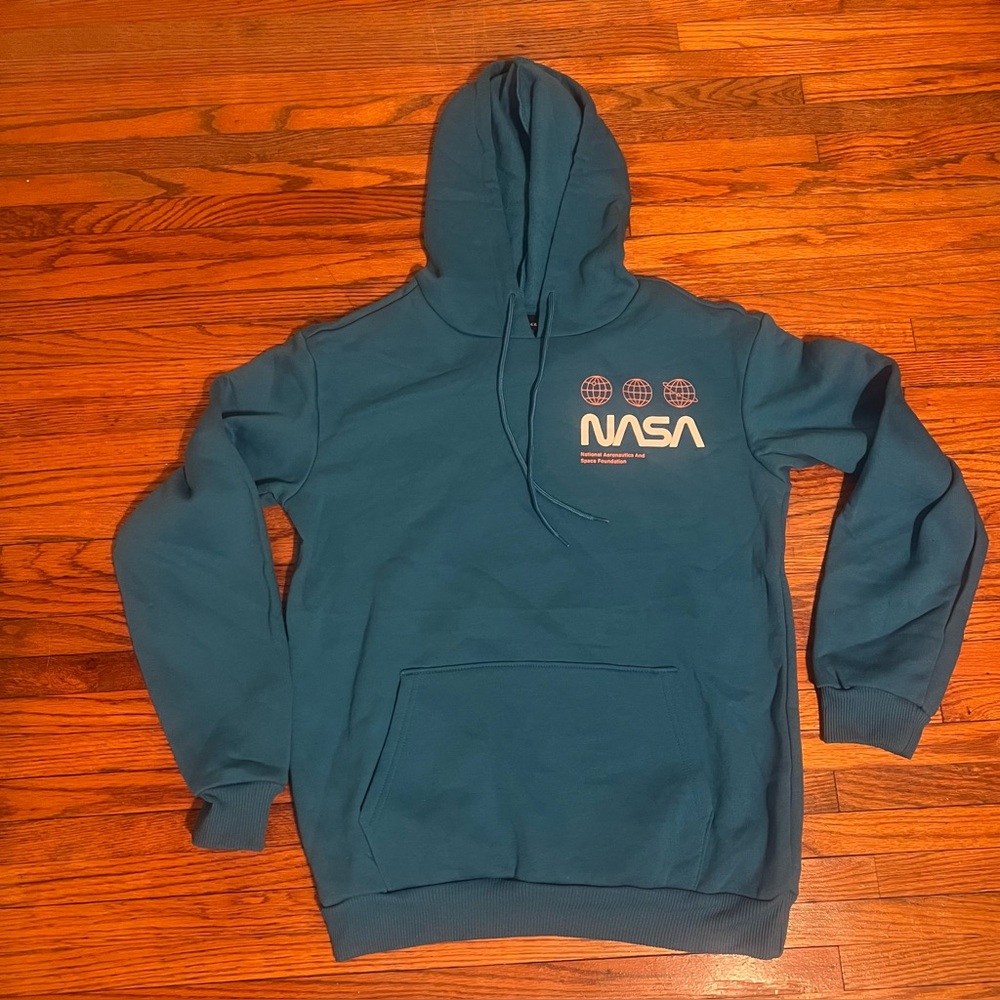 NASA Men’s Hoodie Pullover Athletic long sleeve sweatshirt small navy blue